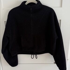 Alo Black Fleece Quarter-Zip Pullover